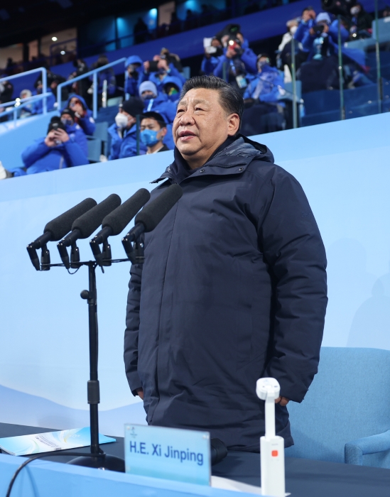 2月4日晚，北京第二十四届冬季奥林匹克运动会开幕式在国家体育场隆重举行。国家主席习近平出席开幕式并宣布本届冬奥会开幕。新华社记者 鞠鹏 摄